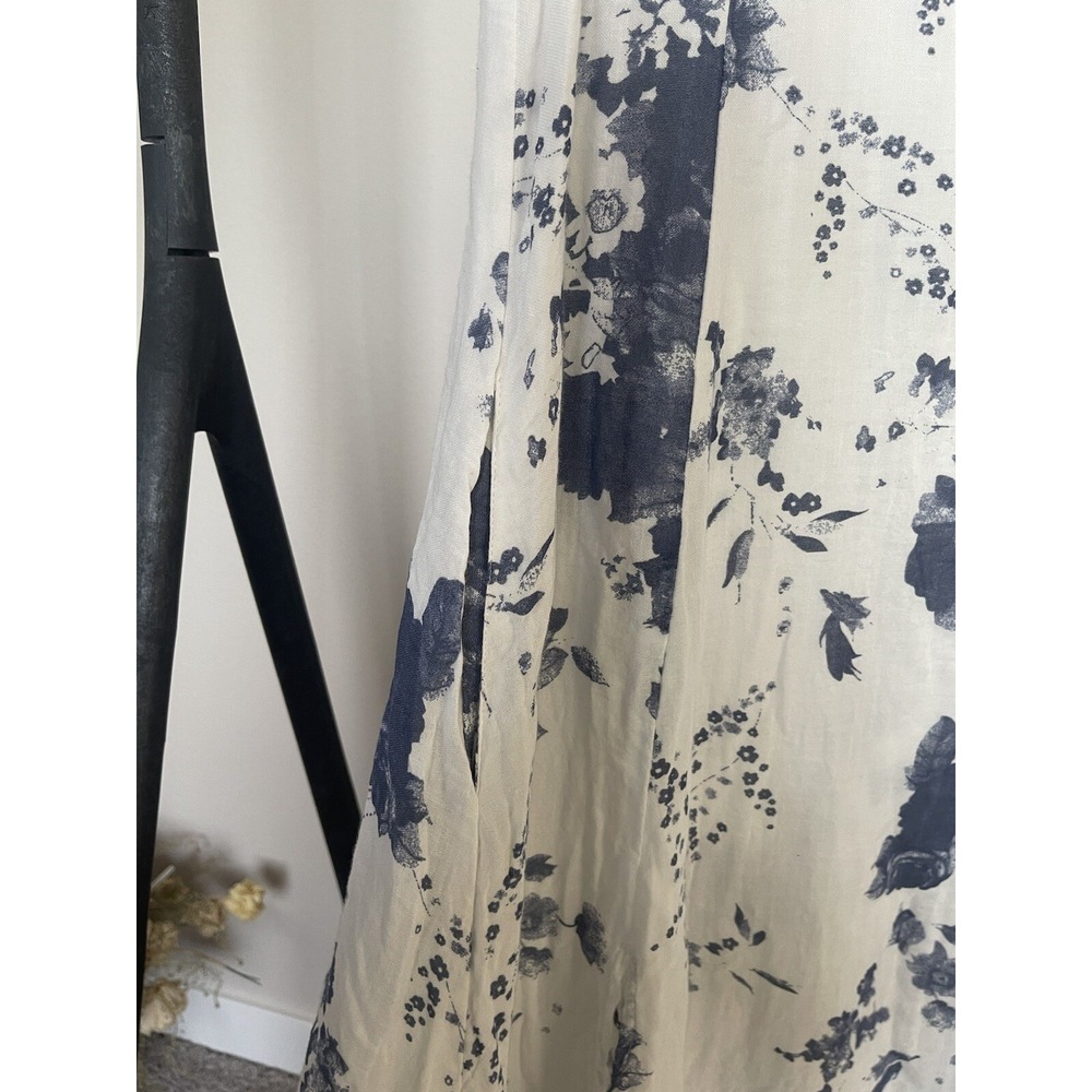 The Paper Lace Dress Size M Midi Cotton White Blue Floral Cottage Core lagenlook - Picture 9 of 11